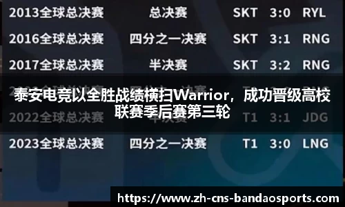 泰安电竞以全胜战绩横扫Warrior,成功晋级高校联赛季后赛第三轮